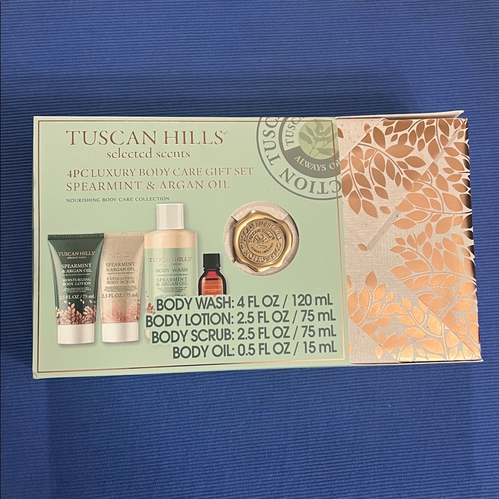4 piece Tuscan Hills Spearmint & Argan Oil Body Wash Set - Green & Brown